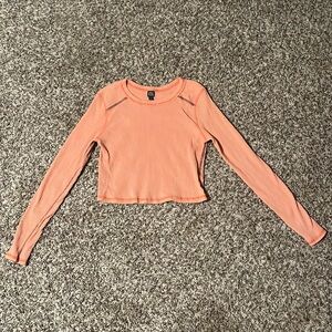 Wild Fable Peach Tight Fit Ribbed Crop Top Long Sleeve Women’s Large